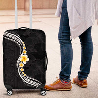Pacific Hibiscus and Plumeria with Tapa Pattern Luggage Cover Black Color LT03 Black - Polynesian Pride
