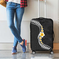 Pacific Hibiscus and Plumeria with Tapa Pattern Luggage Cover Black Color LT03 - Polynesian Pride