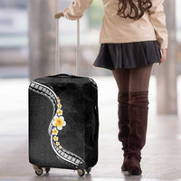 Pacific Hibiscus and Plumeria with Tapa Pattern Luggage Cover Black Color LT03 - Polynesian Pride
