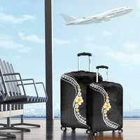 Pacific Hibiscus and Plumeria with Tapa Pattern Luggage Cover Black Color LT03 - Polynesian Pride