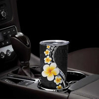 Pacific Hibiscus and Plumeria with Tapa Pattern Tumbler Cup Black Color