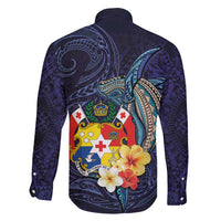 Tonga Vava'u Humpback Whale Blue Water Family Matching Tank Maxi Dress and Hawaiian Shirt Polynesian Hibiscus Flowers