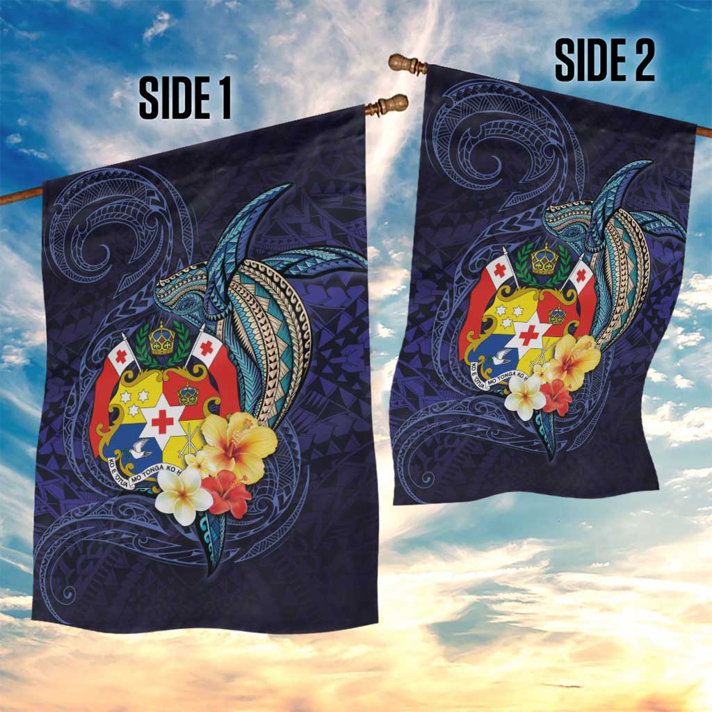Tonga Vava'u Humpback Whale Blue Water Garden Flag Polynesian Hibiscus Flowers LT03 - Polynesian Pride
