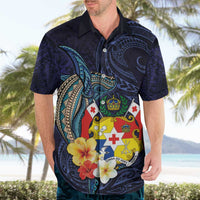 Tonga Vava'u Humpback Whale Blue Water Hawaiian Shirt Polynesian Hibiscus Flowers