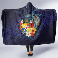 Tonga Vava'u Humpback Whale Blue Water Hooded Blanket Polynesian Hibiscus Flowers LT03 One Size Blue - Polynesian Pride