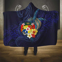 Tonga Vava'u Humpback Whale Blue Water Hooded Blanket Polynesian Hibiscus Flowers LT03 - Polynesian Pride