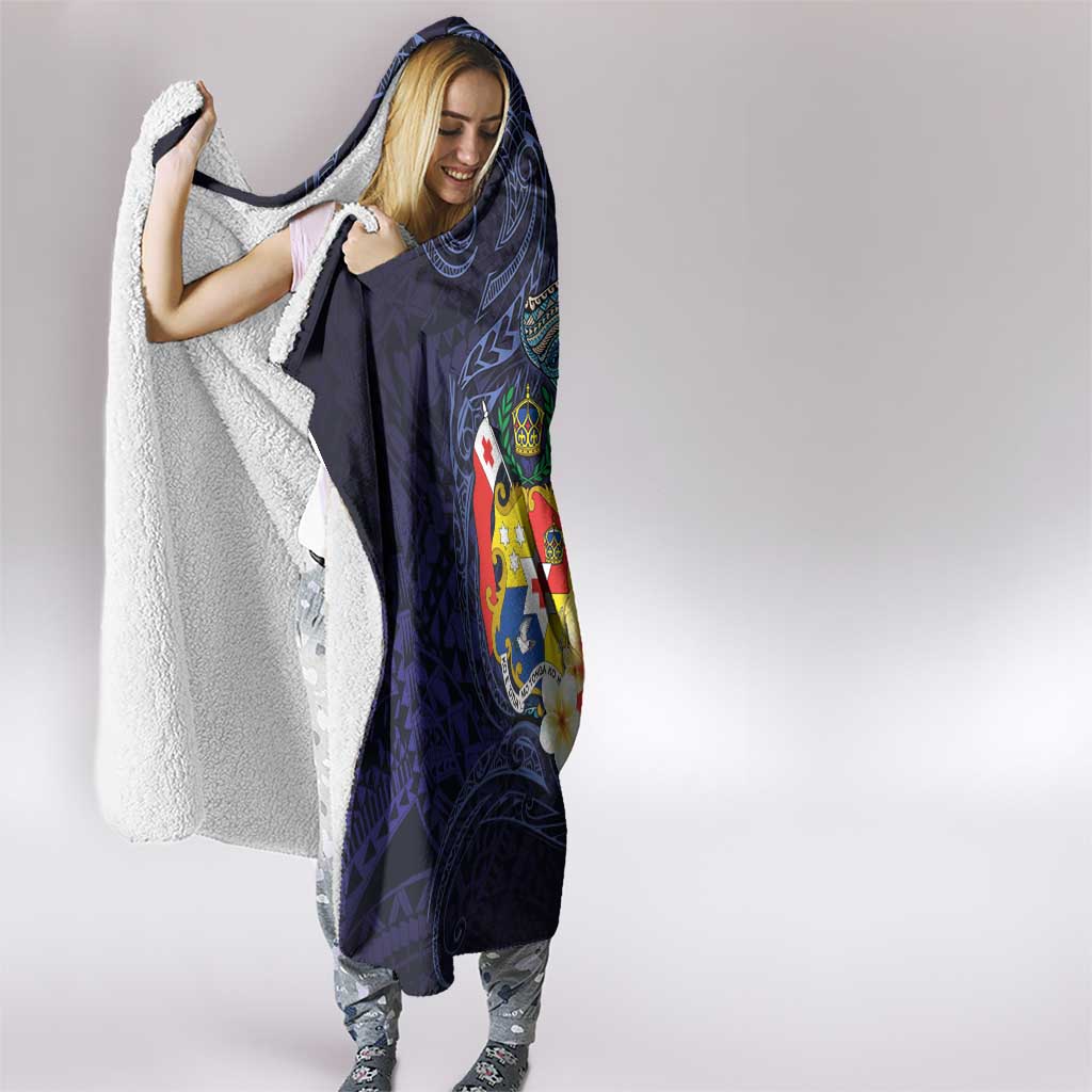 Tonga Vava'u Humpback Whale Blue Water Hooded Blanket Polynesian Hibiscus Flowers LT03 - Polynesian Pride