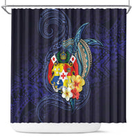 Tonga Vava'u Humpback Whale Blue Water Shower Curtain Polynesian Hibiscus Flowers LT03 Blue - Polynesian Pride