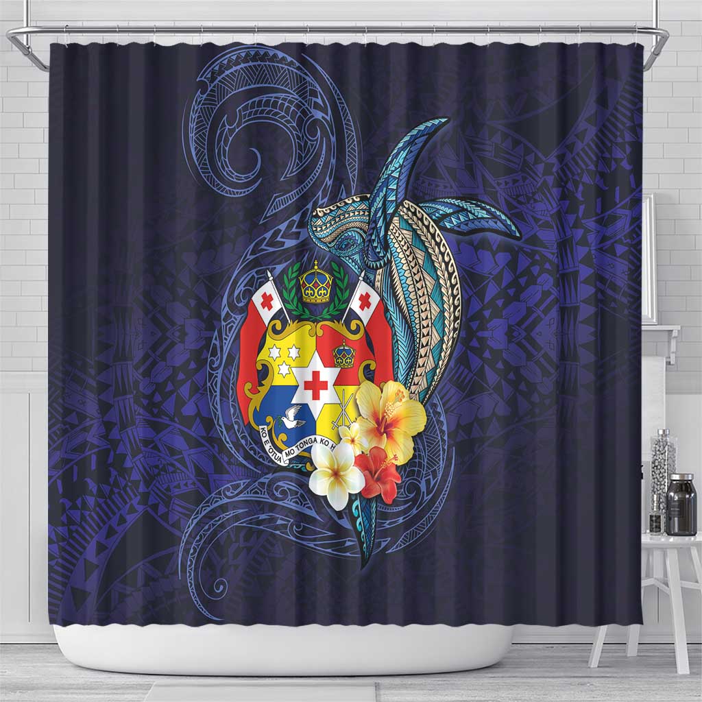 Tonga Vava'u Humpback Whale Blue Water Shower Curtain Polynesian Hibiscus Flowers LT03 - Polynesian Pride