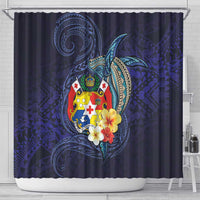 Tonga Vava'u Humpback Whale Blue Water Shower Curtain Polynesian Hibiscus Flowers LT03 - Polynesian Pride