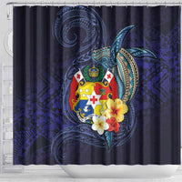 Tonga Vava'u Humpback Whale Blue Water Shower Curtain Polynesian Hibiscus Flowers LT03 - Polynesian Pride