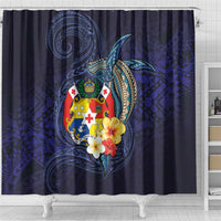 Tonga Vava'u Humpback Whale Blue Water Shower Curtain Polynesian Hibiscus Flowers LT03 - Polynesian Pride