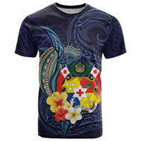 Tonga Vava'u Humpback Whale Blue Water T Shirt Polynesian Hibiscus Flowers LT03 Blue - Polynesian Pride