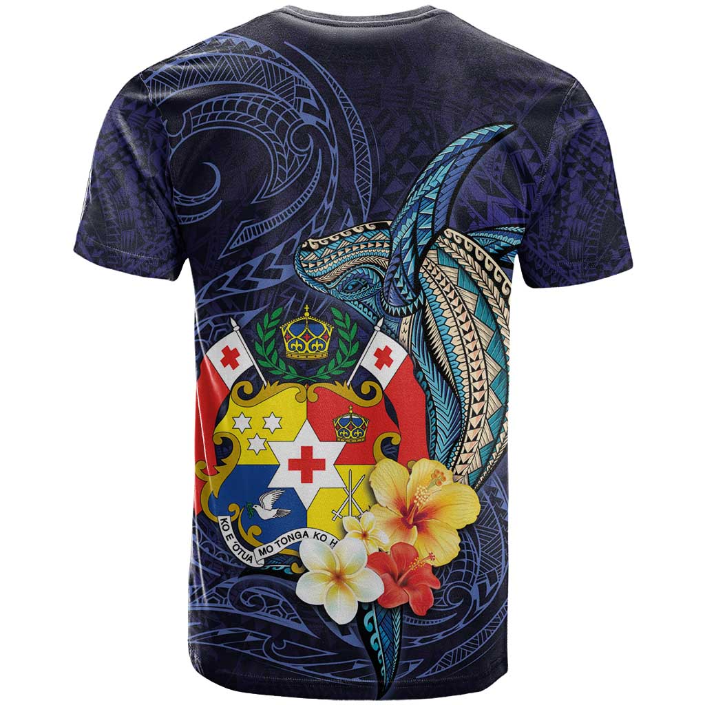 Tonga Vava'u Humpback Whale Blue Water T Shirt Polynesian Hibiscus Flowers LT03 - Polynesian Pride