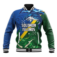 Solomon Islands Polynesian Tribal Shark and Crocodile Baseball Jacket
