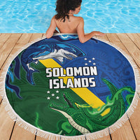 Solomon Islands Polynesian Tribal Shark and Crocodile Beach Blanket