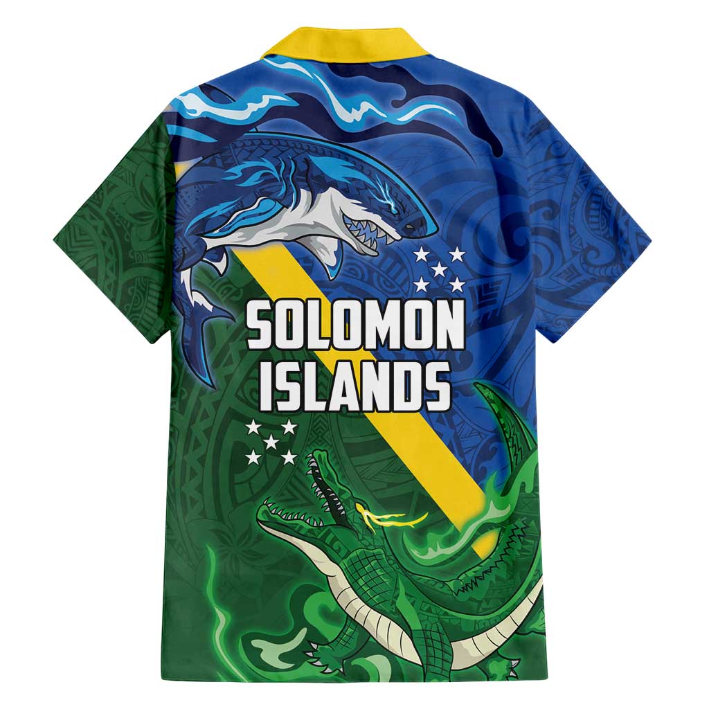 Solomon Islands Polynesian Tribal Shark and Crocodile Family Matching Tank Maxi Dress and Hawaiian Shirt