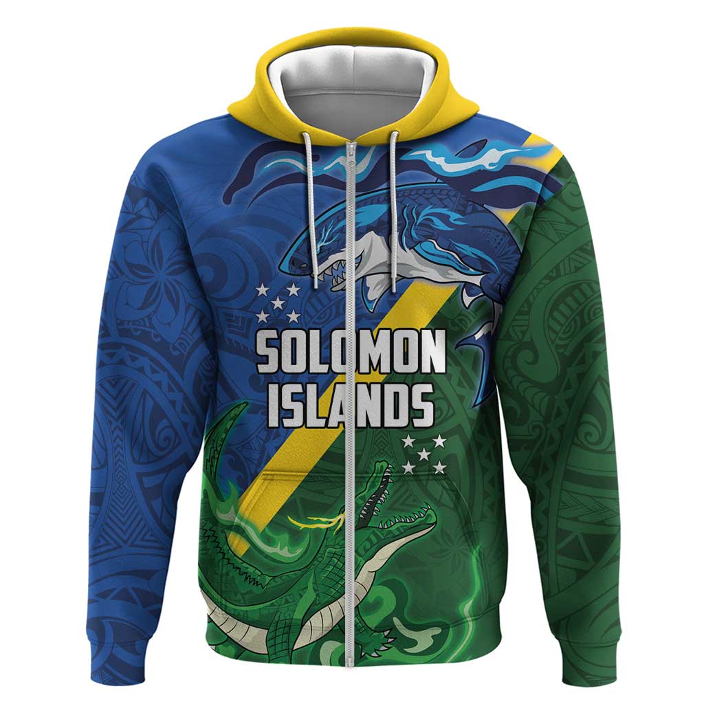 Solomon Islands Polynesian Tribal Shark and Crocodile Hoodie