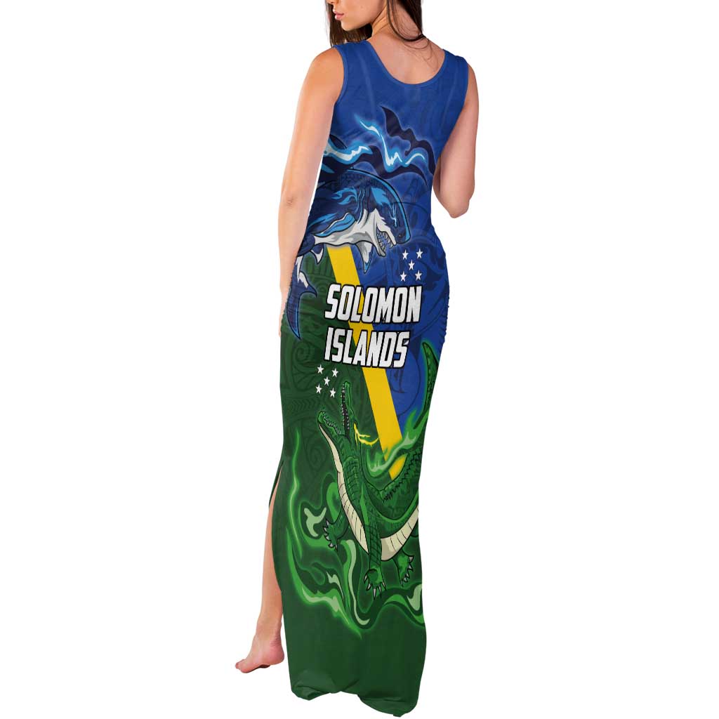 Solomon Islands Polynesian Tribal Shark and Crocodile Tank Maxi Dress