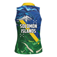 Solomon Islands Polynesian Tribal Shark and Crocodile Women Sleeveless Polo Shirt