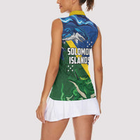 Solomon Islands Polynesian Tribal Shark and Crocodile Women Sleeveless Polo Shirt