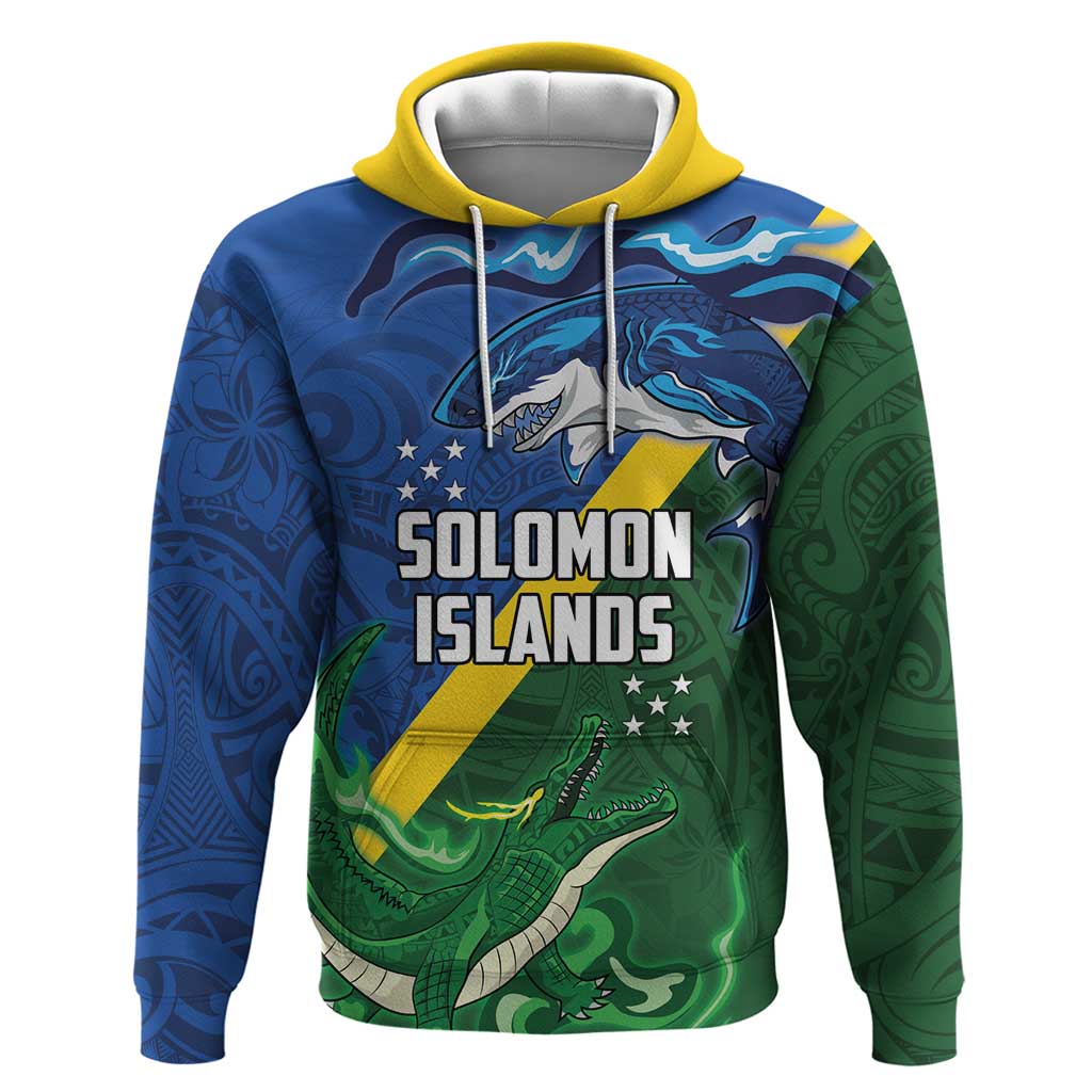 Solomon Islands Polynesian Tribal Shark and Crocodile Zip Hoodie