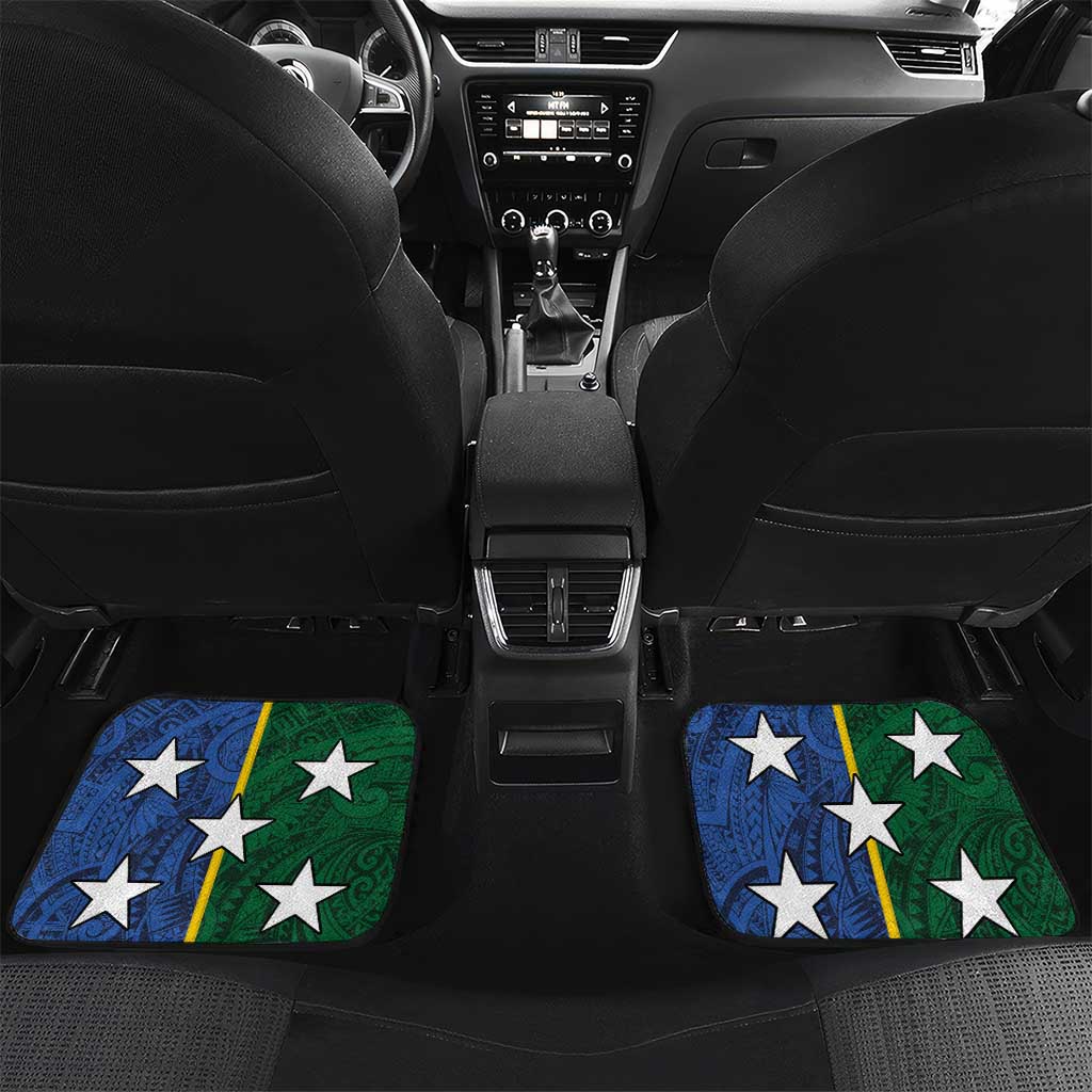 Solomon Islands Remembrance Day Car Mats Lest We Forget and Polynesian Tattoo Pattern