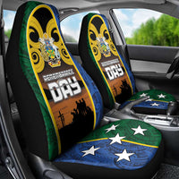 Solomon Islands Remembrance Day Car Seat Cover Lest We Forget and Polynesian Tattoo Pattern