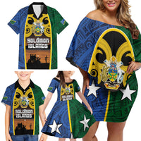 Solomon Islands Remembrance Day Family Matching Off Shoulder Short Dress and Hawaiian Shirt Lest We Forget and Polynesian Tattoo Pattern LT03 - Polynesian Pride