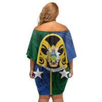 Solomon Islands Remembrance Day Family Matching Off Shoulder Short Dress and Hawaiian Shirt Lest We Forget and Polynesian Tattoo Pattern LT03 - Polynesian Pride