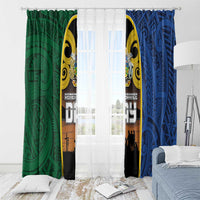 Solomon Islands Remembrance Day Window Curtain Lest We Forget and Polynesian Tattoo Pattern