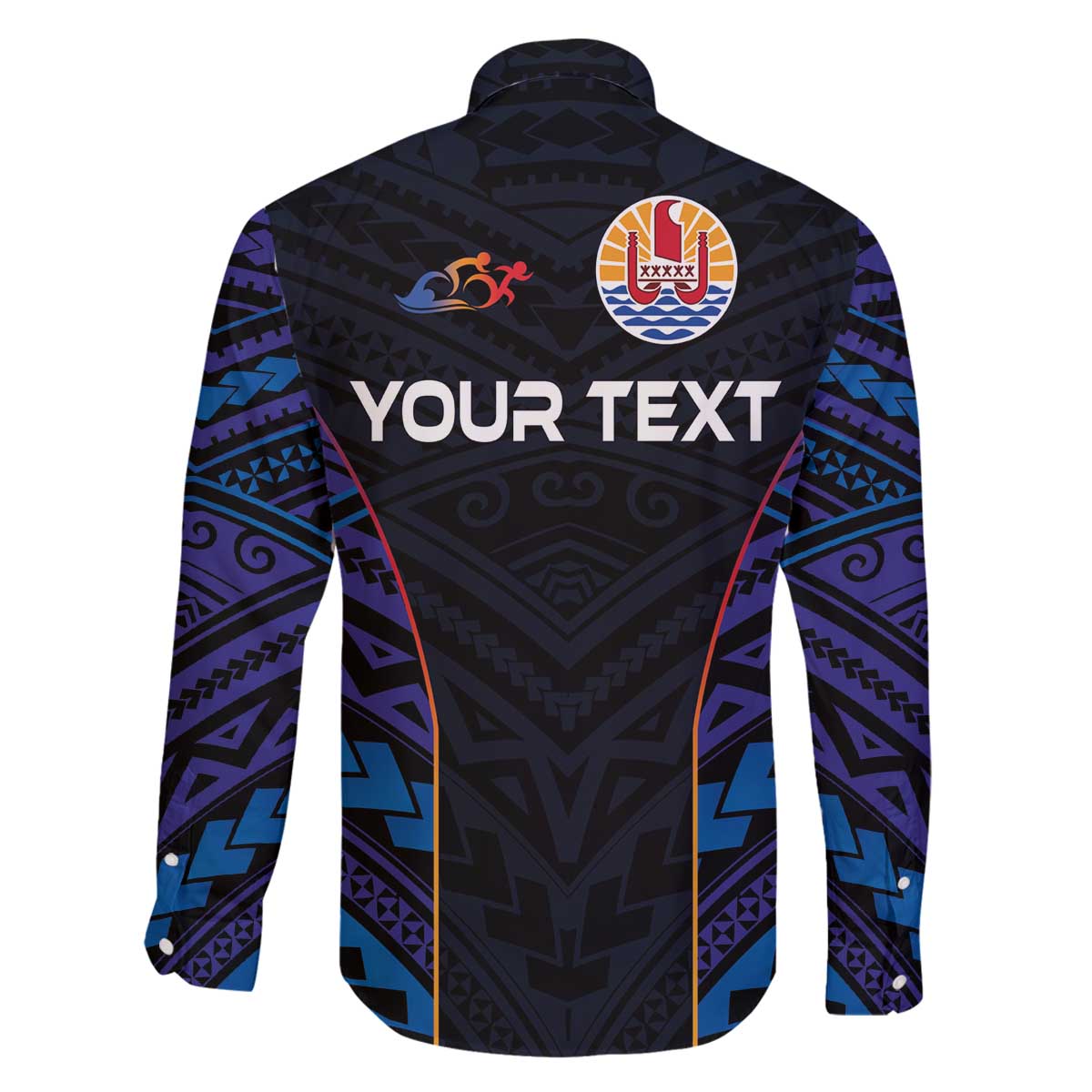 Personalised Tahiti Triathlon Polynesian Pattern Family Matching Off The Shoulder Long Sleeve Dress and Hawaiian Shirt