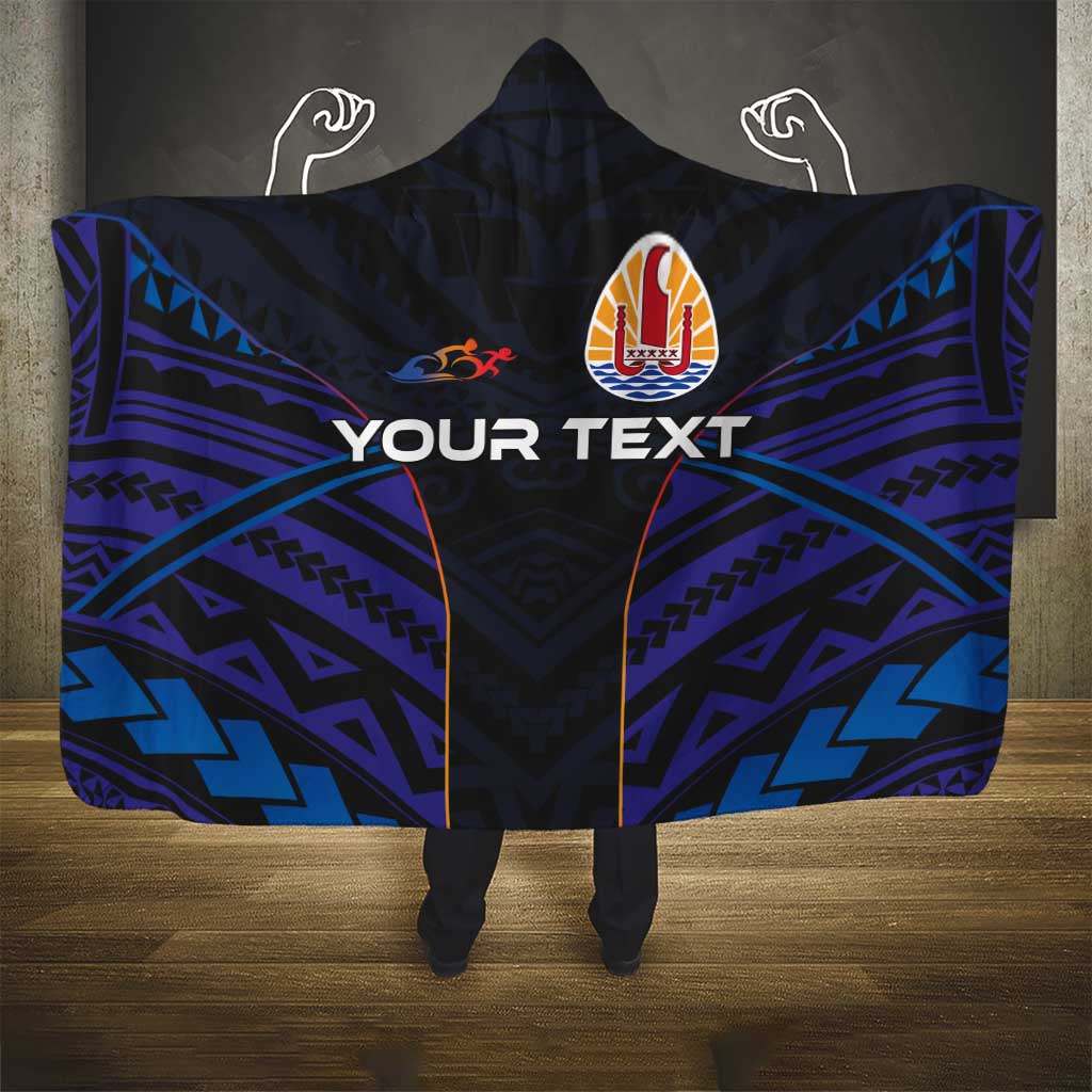 Personalised Tahiti Triathlon Polynesian Pattern Hooded Blanket