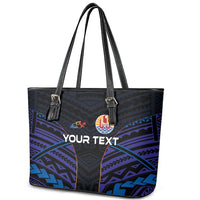 Personalised Tahiti Triathlon Polynesian Pattern Leather Tote Bag