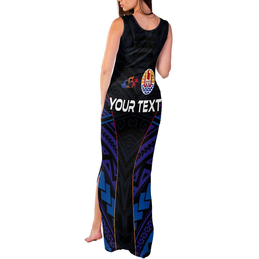 Personalised Tahiti Triathlon Polynesian Pattern Tank Maxi Dress