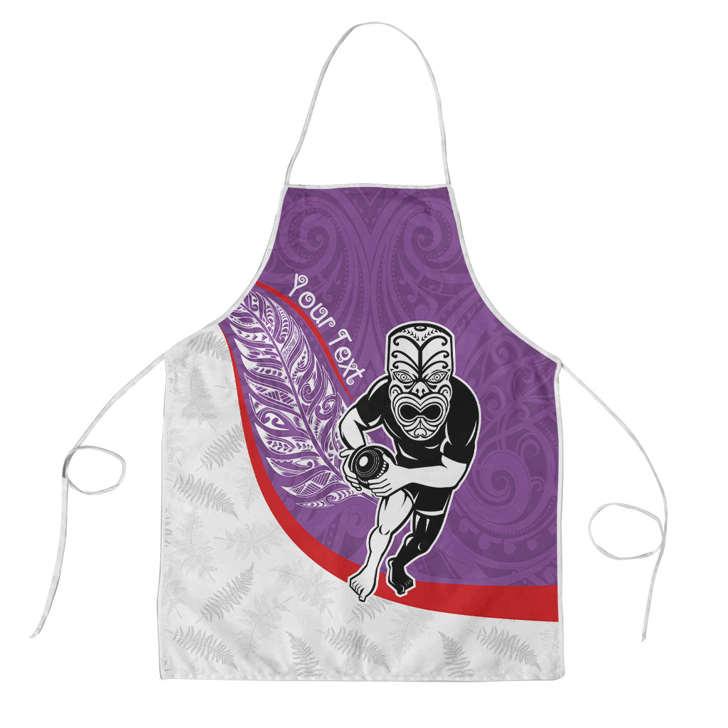 Personalised Aotearoa Lawn Bowls Apron Maori Warrior and Silver Fern Sporty Style Purple LT03 Purple - Polynesian Pride