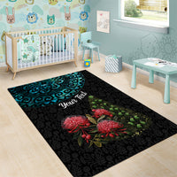 Personalized New Zealand Christmas Area Rug Maori Santa Pikorua and Pohutukawa Meri Kirihimete LT03 - Polynesian Pride
