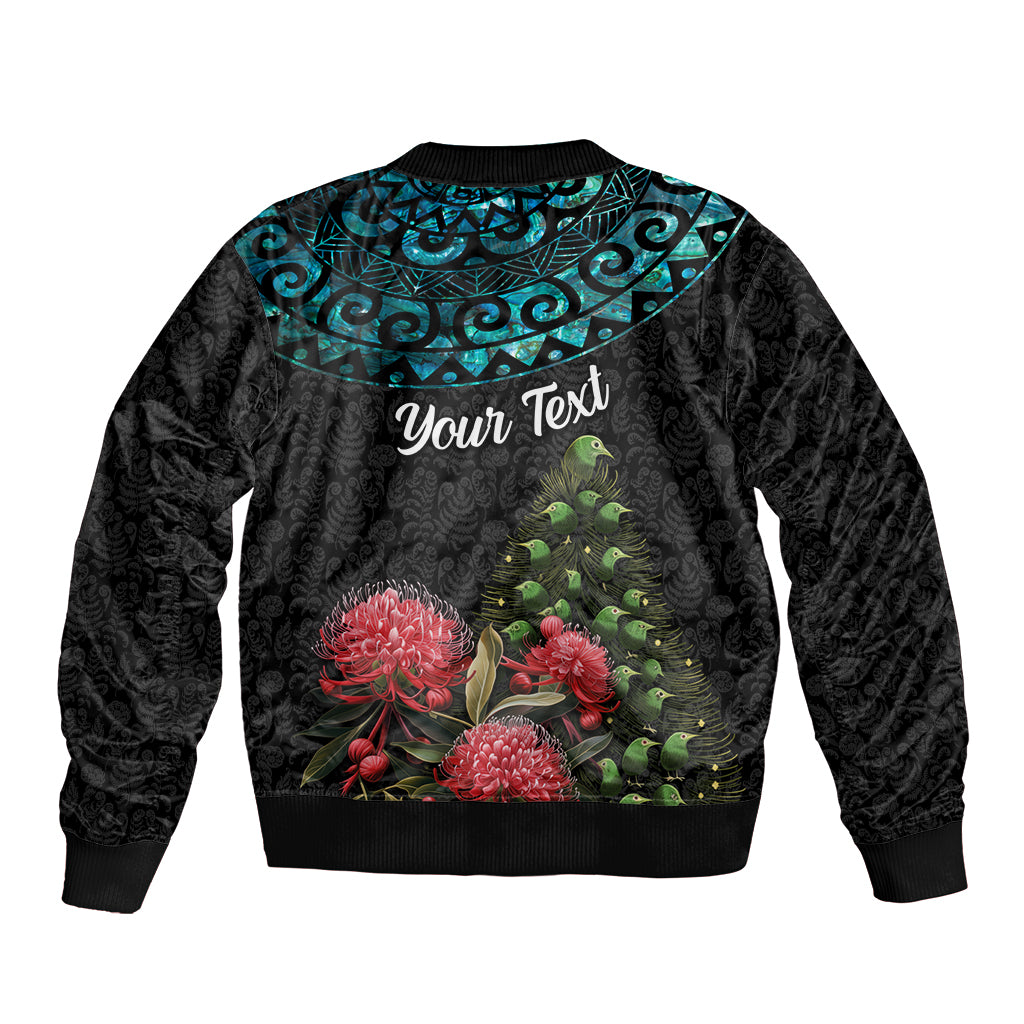 Personalized New Zealand Christmas Bomber Jacket Maori Santa Pikorua and Pohutukawa Meri Kirihimete LT03 - Polynesian Pride