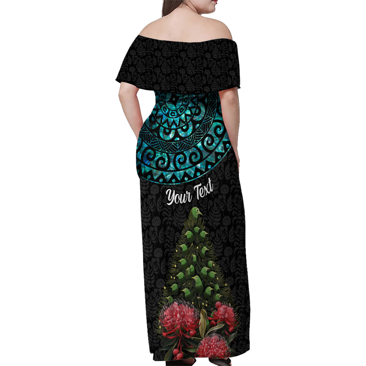 Personalized New Zealand Christmas Family Matching Off Shoulder Maxi Dress and Hawaiian Shirt Maori Santa Pikorua and Pohutukawa Meri Kirihimete LT03 - Polynesian Pride