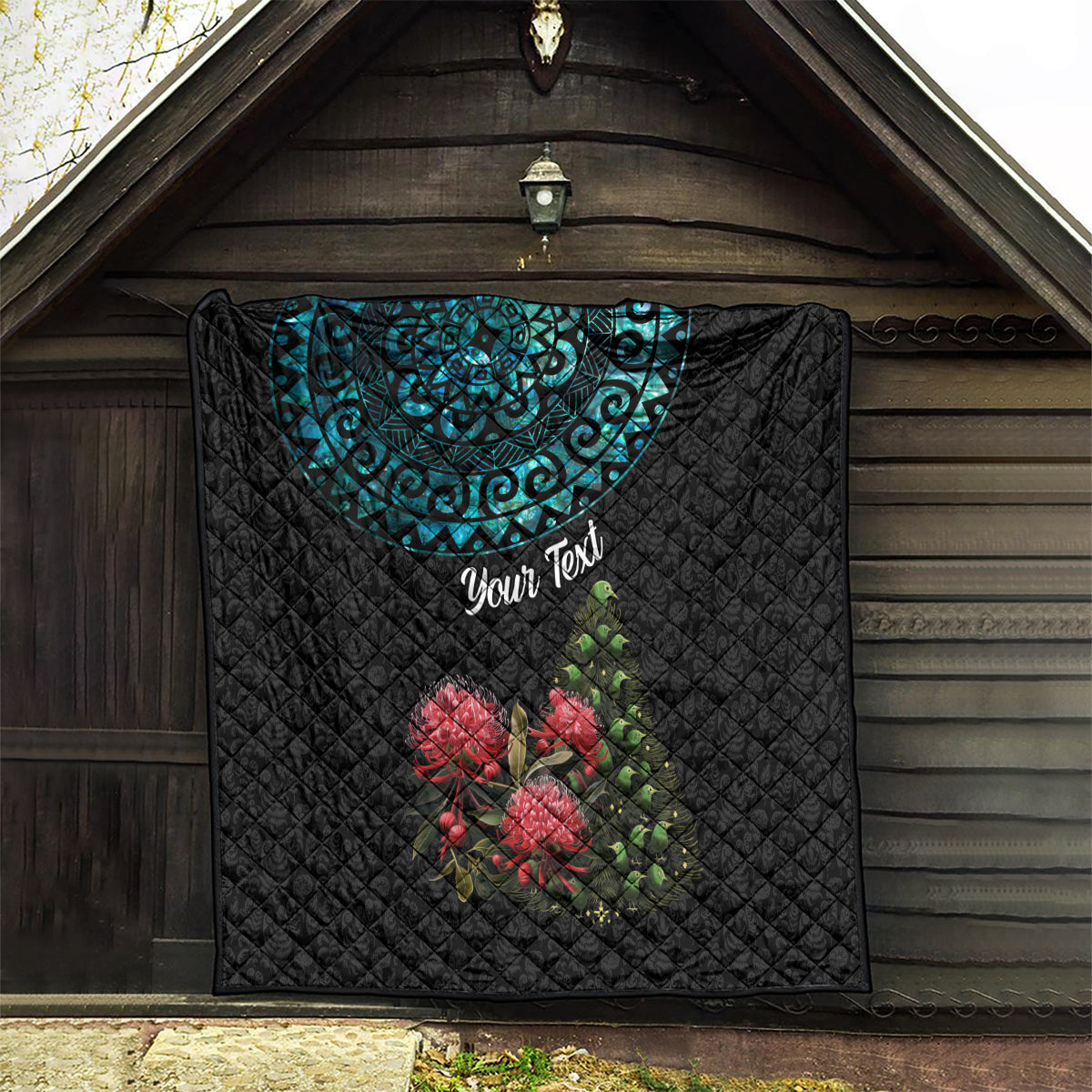 Personalized New Zealand Christmas Quilt Maori Santa Pikorua and Pohutukawa Meri Kirihimete LT03 - Polynesian Pride