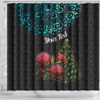 Personalized New Zealand Christmas Shower Curtain Maori Santa Pikorua and Pohutukawa Meri Kirihimete LT03 - Polynesian Pride