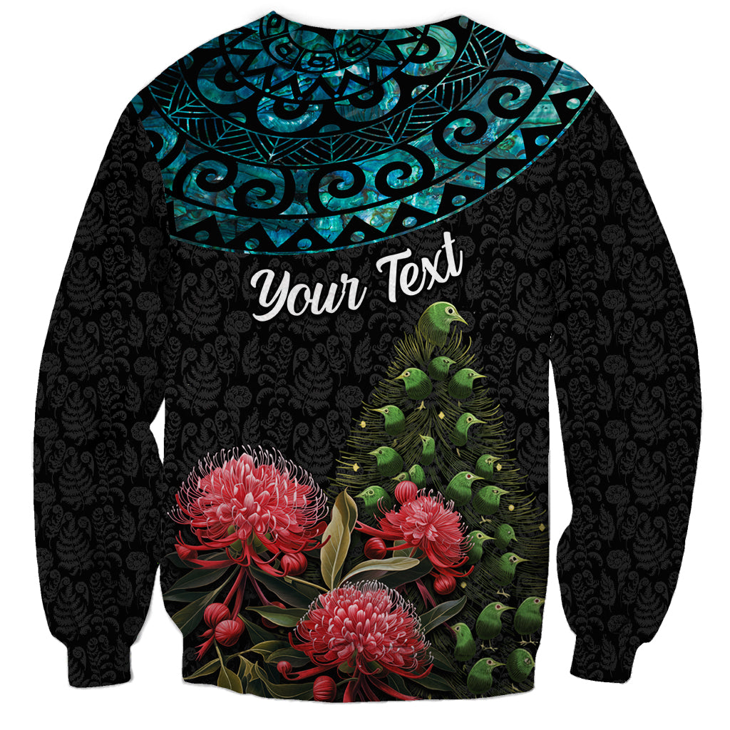 Personalized New Zealand Christmas Sweatshirt Maori Santa Pikorua and Pohutukawa Meri Kirihimete LT03 - Polynesian Pride