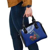 Personalized New Zealand Christmas Shoulder Handbag Maori Santa Pikorua and Pohutukawa Meri Kirihimete Blue LT03 - Polynesian Pride