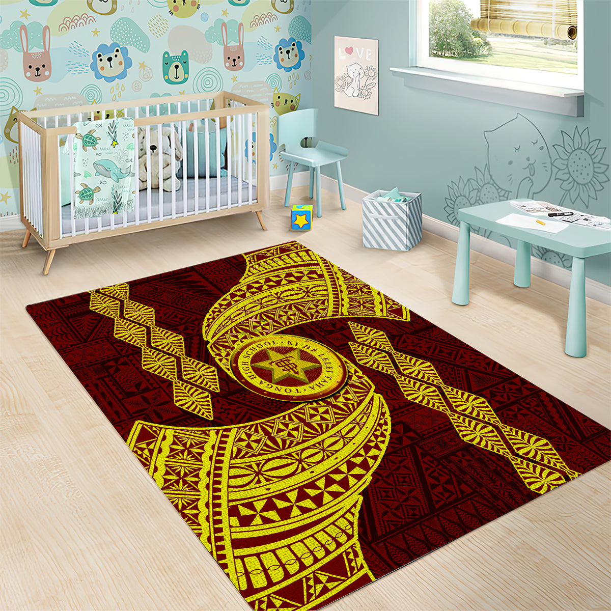 Tonga High School Area Rug Traditional Ngatu and Polynesian Pattern LT03 - Polynesian Pride