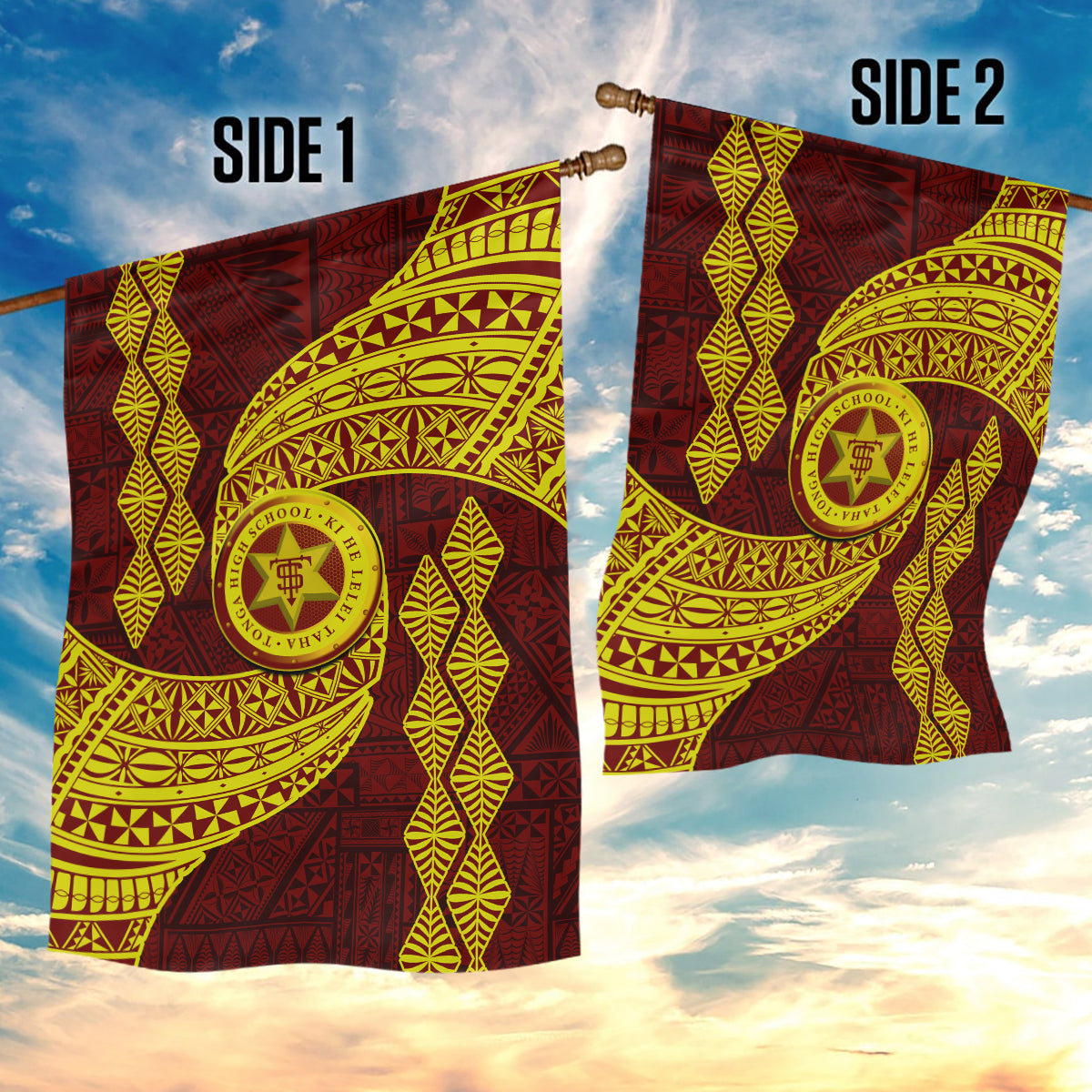 Tonga High School Garden Flag Traditional Ngatu and Polynesian Pattern LT03 - Polynesian Pride