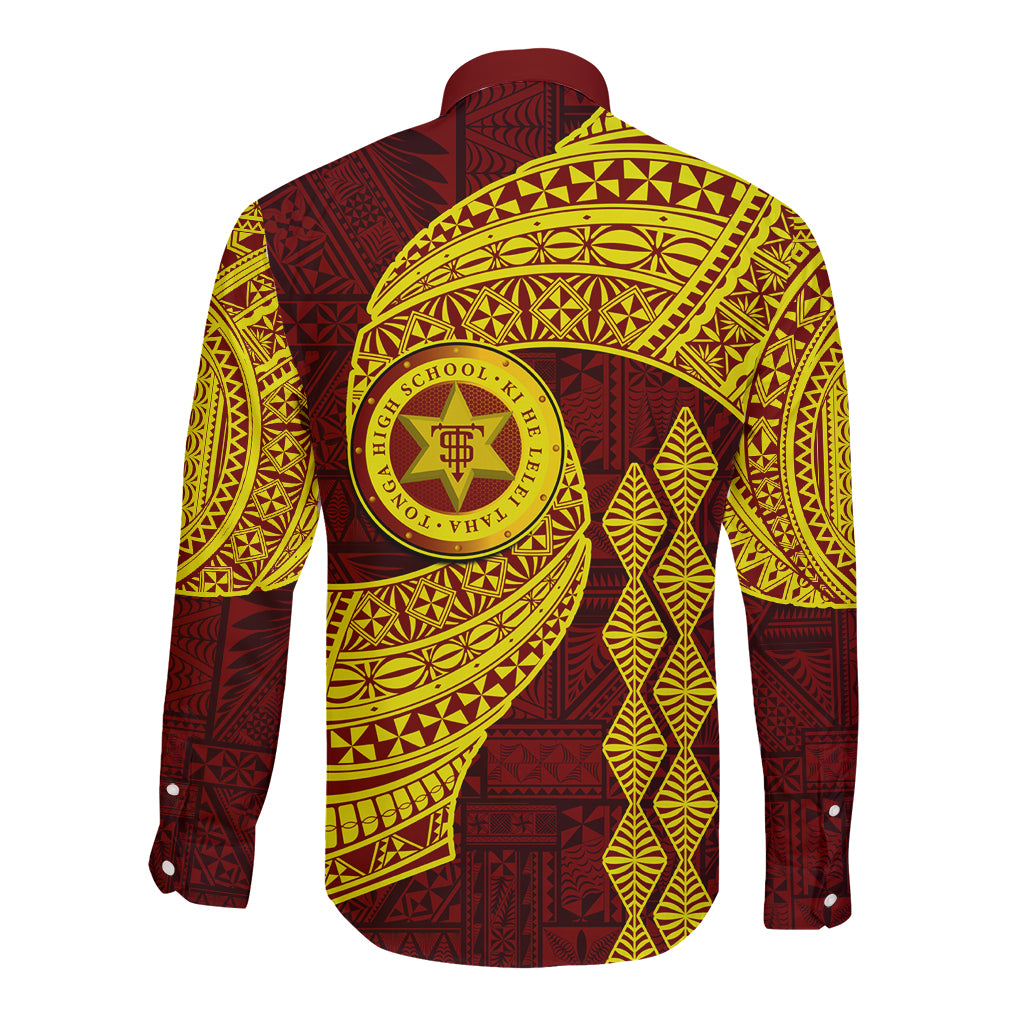 Tonga High School Long Sleeve Button Shirt Traditional Ngatu and Polynesian Pattern LT03 - Polynesian Pride