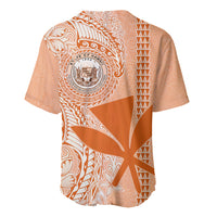 Kanaka Maoli Tropical Flowers with Kakau Tribal Baseball Jersey Peach Fuzz Color LT03 - Polynesian Pride