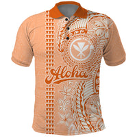 Kanaka Maoli Tropical Flowers with Kakau Tribal Polo Shirt Peach Fuzz Color LT03 Peach Fuzz - Polynesian Pride