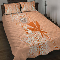 Kanaka Maoli Tropical Flowers with Kakau Tribal Quilt Bed Set Peach Fuzz Color LT03 - Polynesian Pride