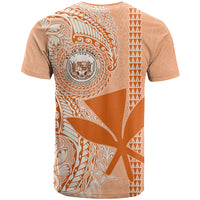 Kanaka Maoli Tropical Flowers with Kakau Tribal T Shirt Peach Fuzz Color LT03 - Polynesian Pride